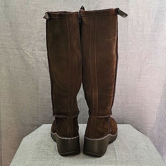 Aerosoles 2015 Front Kick Tall Brown Suede Leather Wedge Heel Boot, Women's 7.5 - Picture 6 of 11